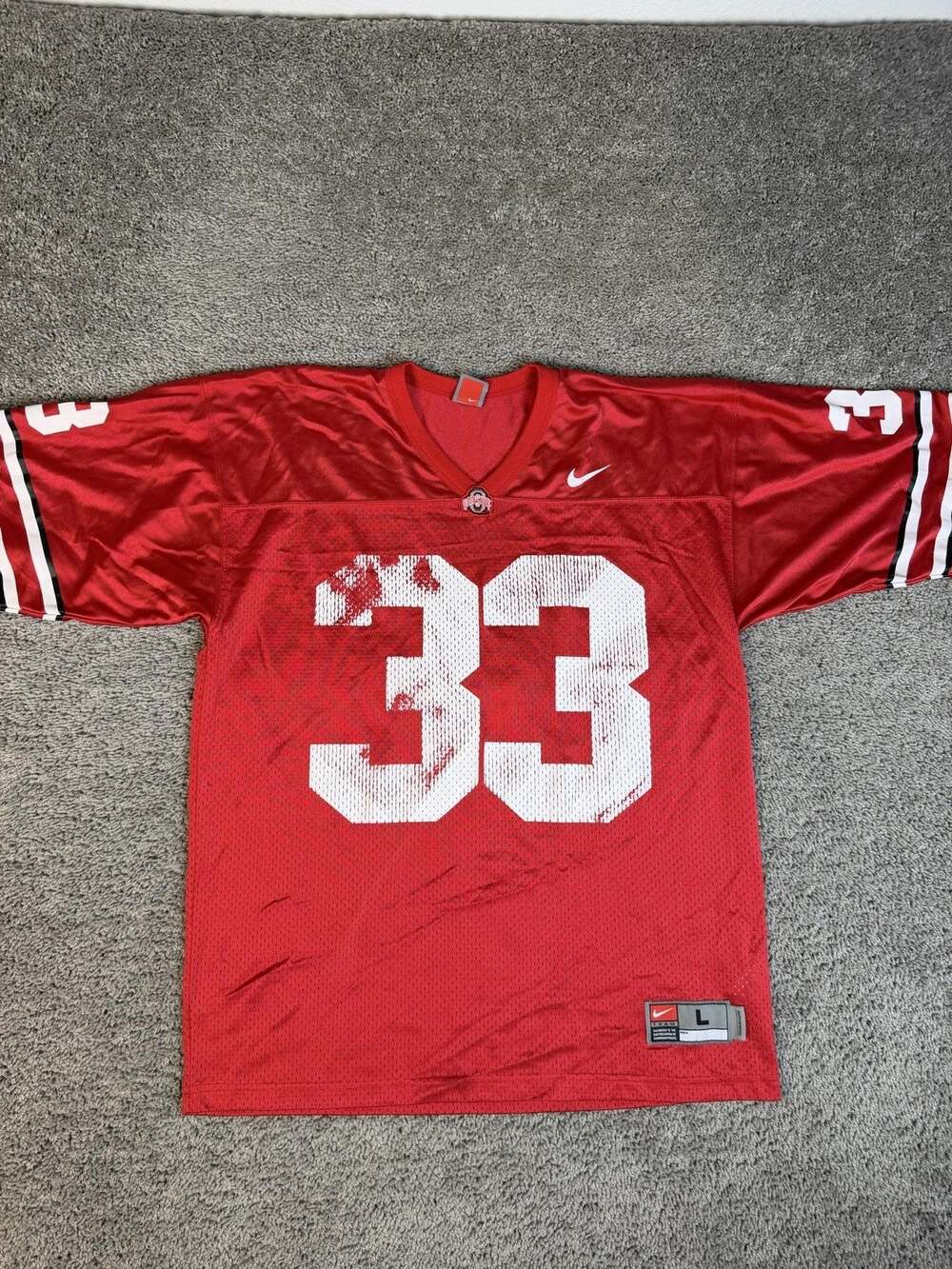 Vintage Ohio State Buckeyes Jersey Mens L Red NCAA Football Nike Team Apparel